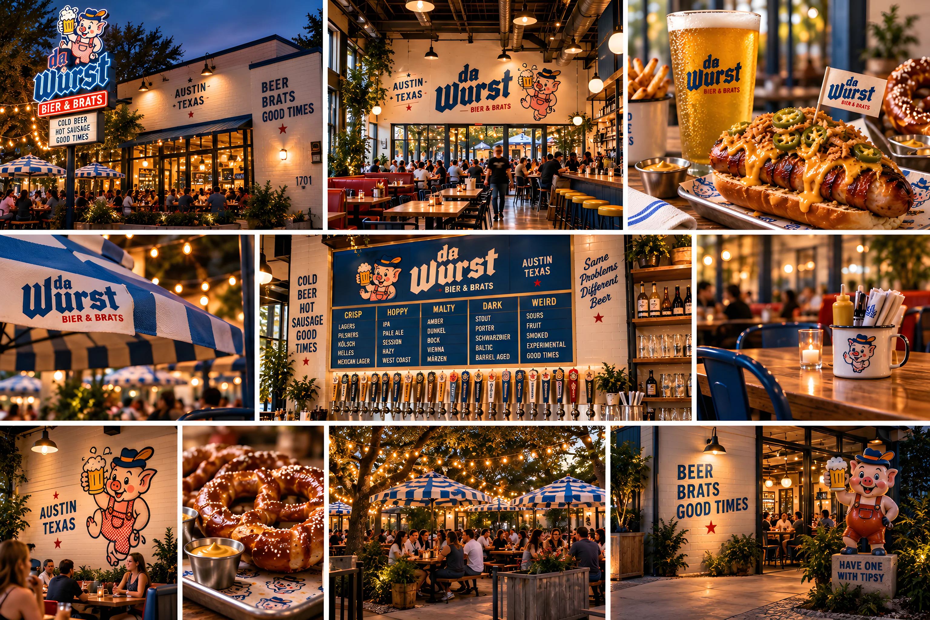 Snapshots from the Yard — pretzels, steins, umbrellas and the tap wall