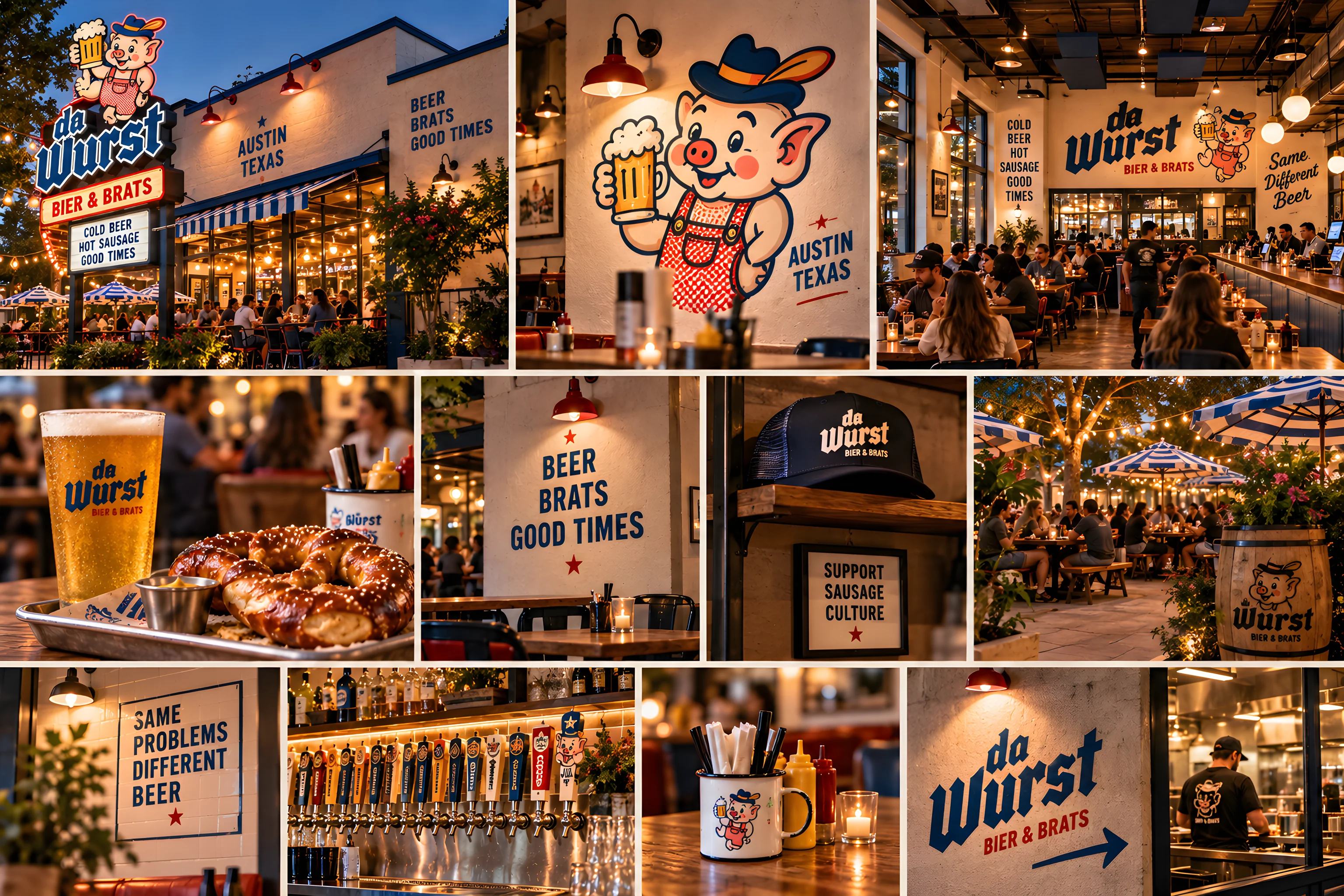 Snapshots — Mr. Tipsy mural, steins, hats and pretzels