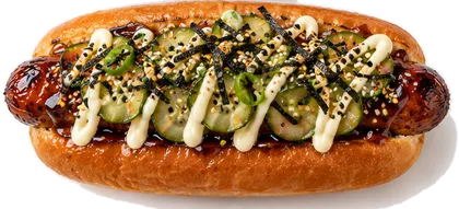 Tokyo dog — Teriyaki · Kewpie mayo · pickled cucumber · furikake
